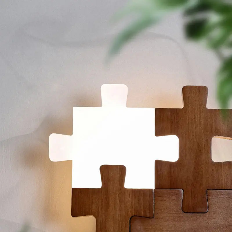 Applique murale LED moderne en bois et acrylique│ PUZZLE