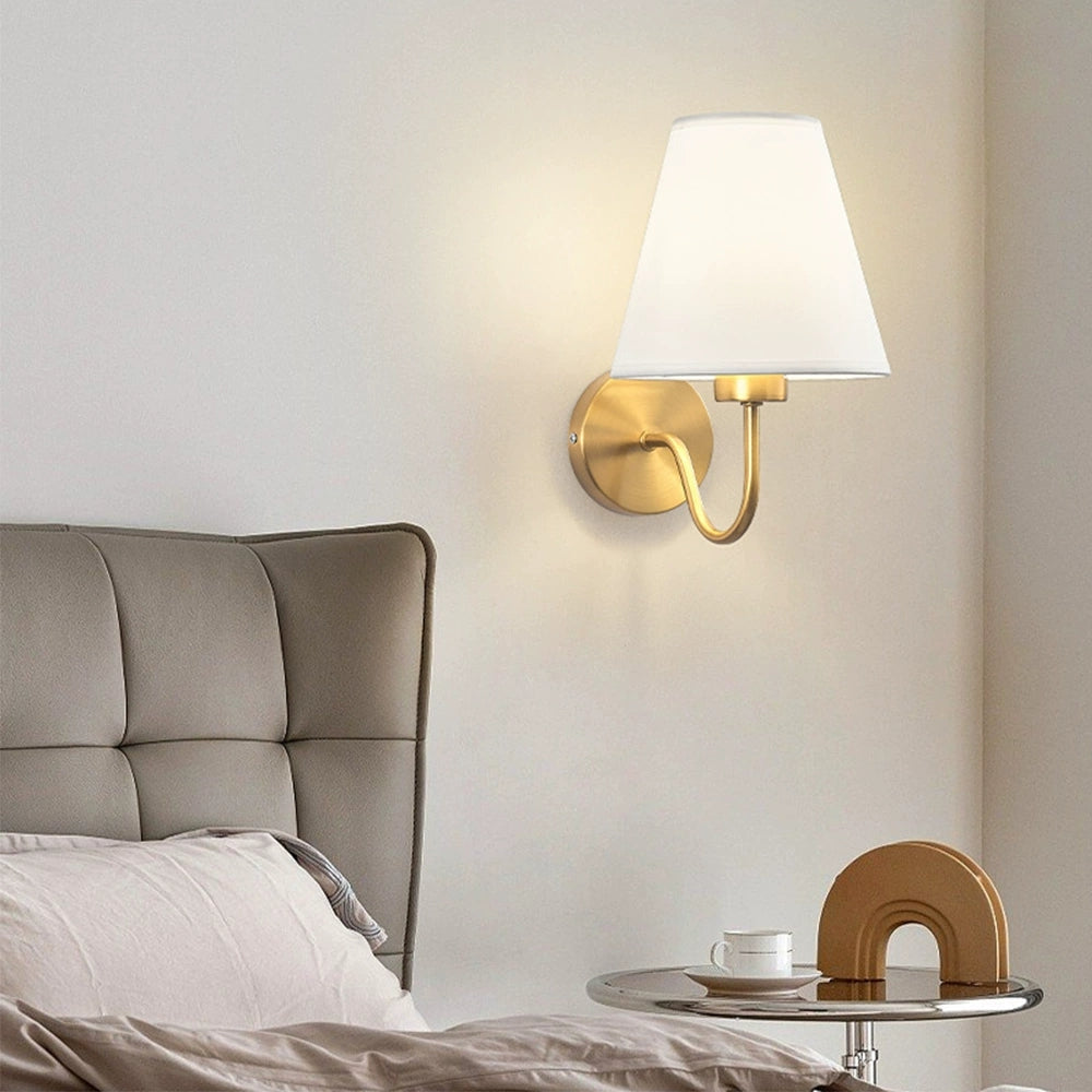Applique murale vintage en laiton avec abat-jour en lin │ ALDO