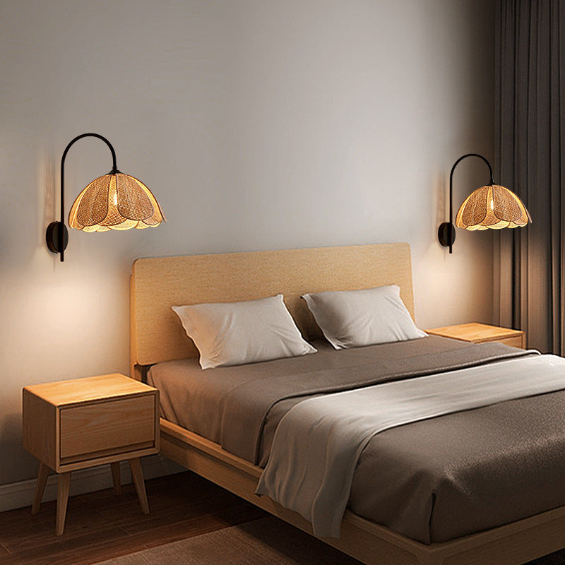 Applique murale suspendue en rotin sphérique │ ORCHIDE