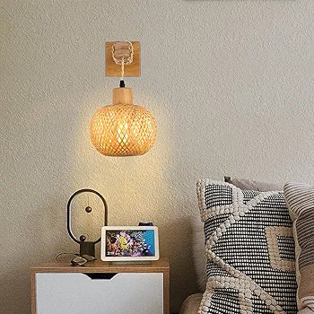 Applique murale suspendue en rotin sphérique style japonais │ ATNOZ