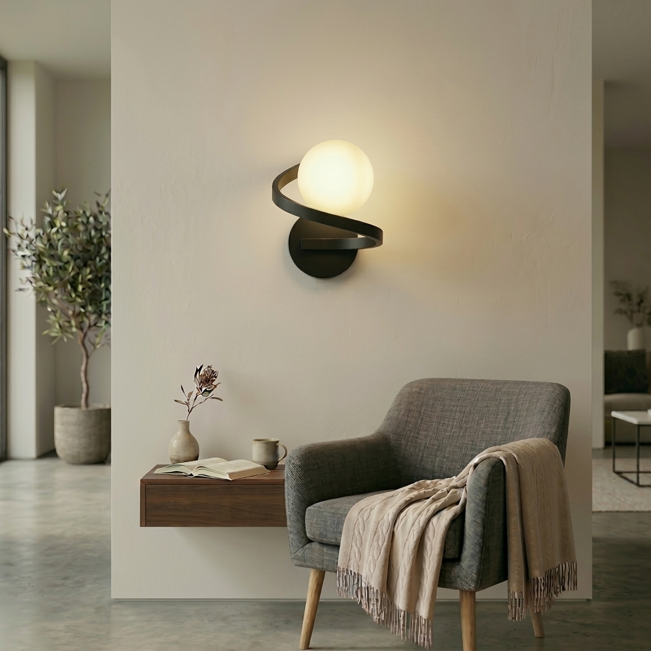 Applique murale LED moderne en métal et verre opale │ LOBAT