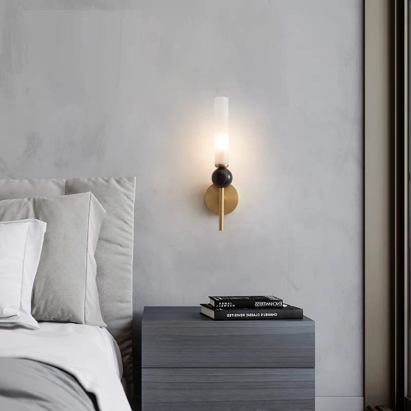 Applique murale LED dorée Vintage en laiton et marbre │ FLUTE