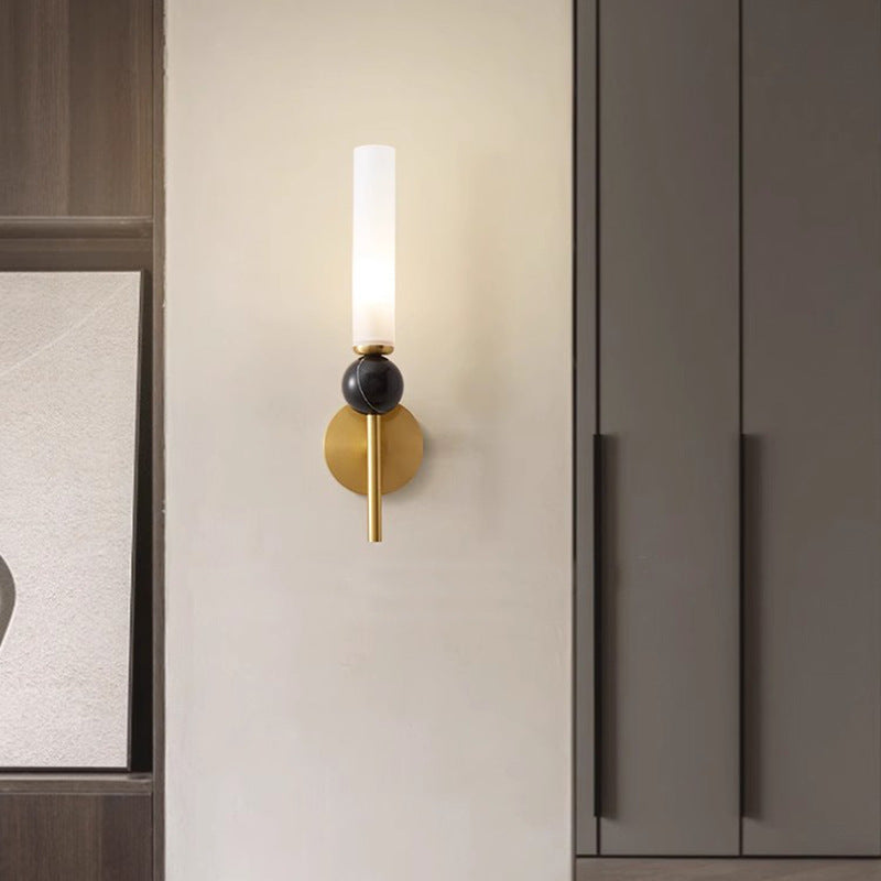 Applique murale LED dorée Vintage en laiton et marbre │ FLUTE