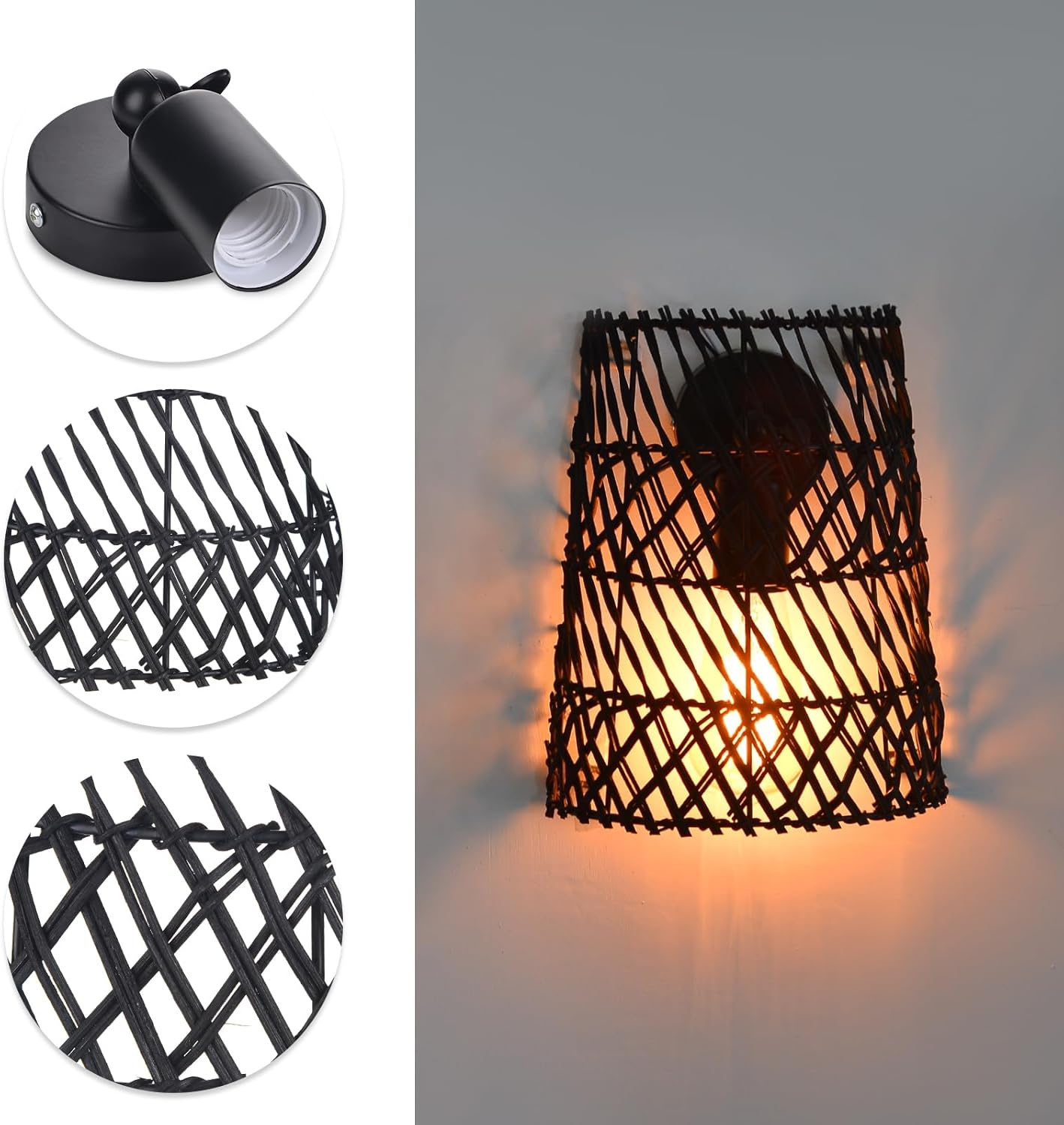 Applique murale en rotin style bohème │ SACADE