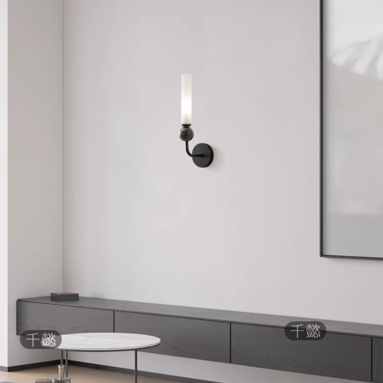 Applique murale LED dorée Vintage en laiton et marbre │ FLUTE