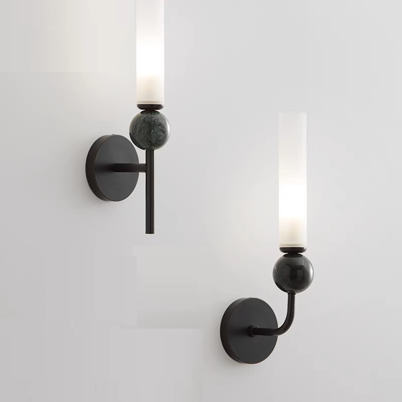 Applique murale LED dorée Vintage en laiton et marbre │ FLUTE