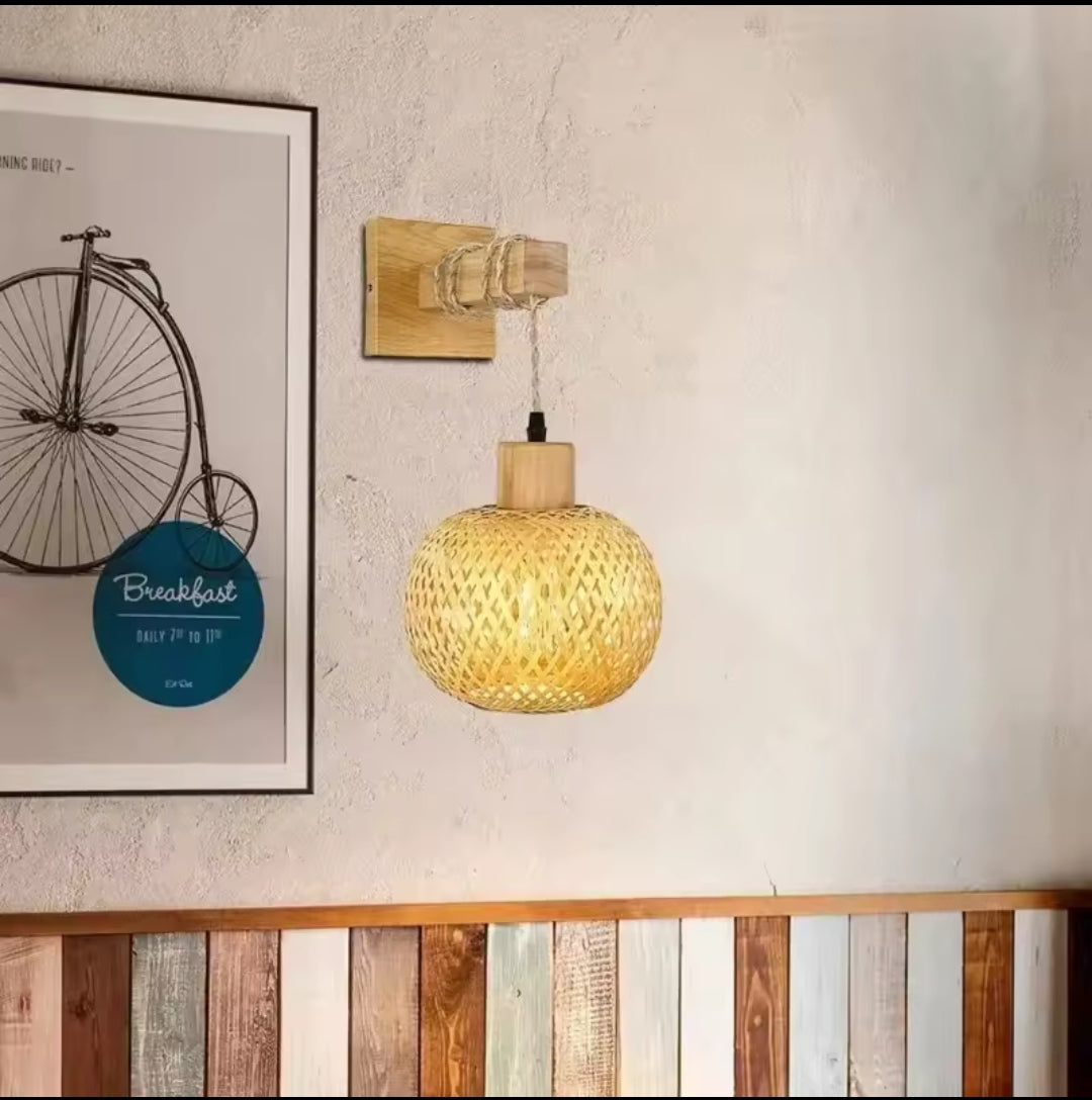 Applique murale suspendue en rotin sphérique style japonais │ ATNOZ