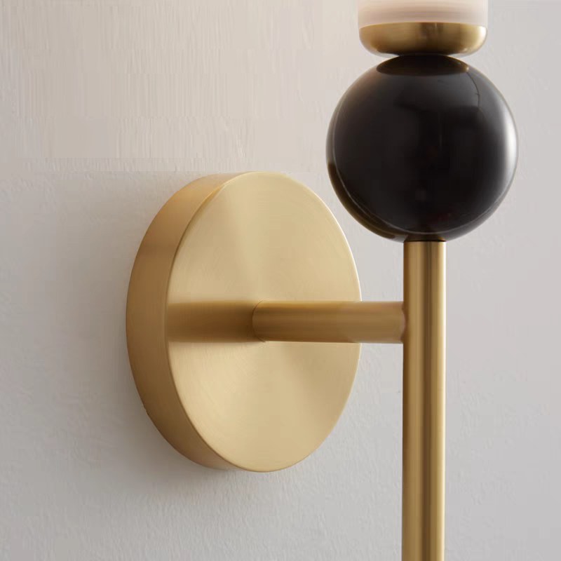 Applique murale LED dorée Vintage en laiton et marbre │ FLUTE