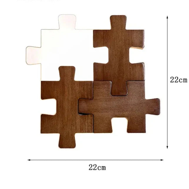 Applique murale LED moderne en bois et acrylique│ PUZZLE