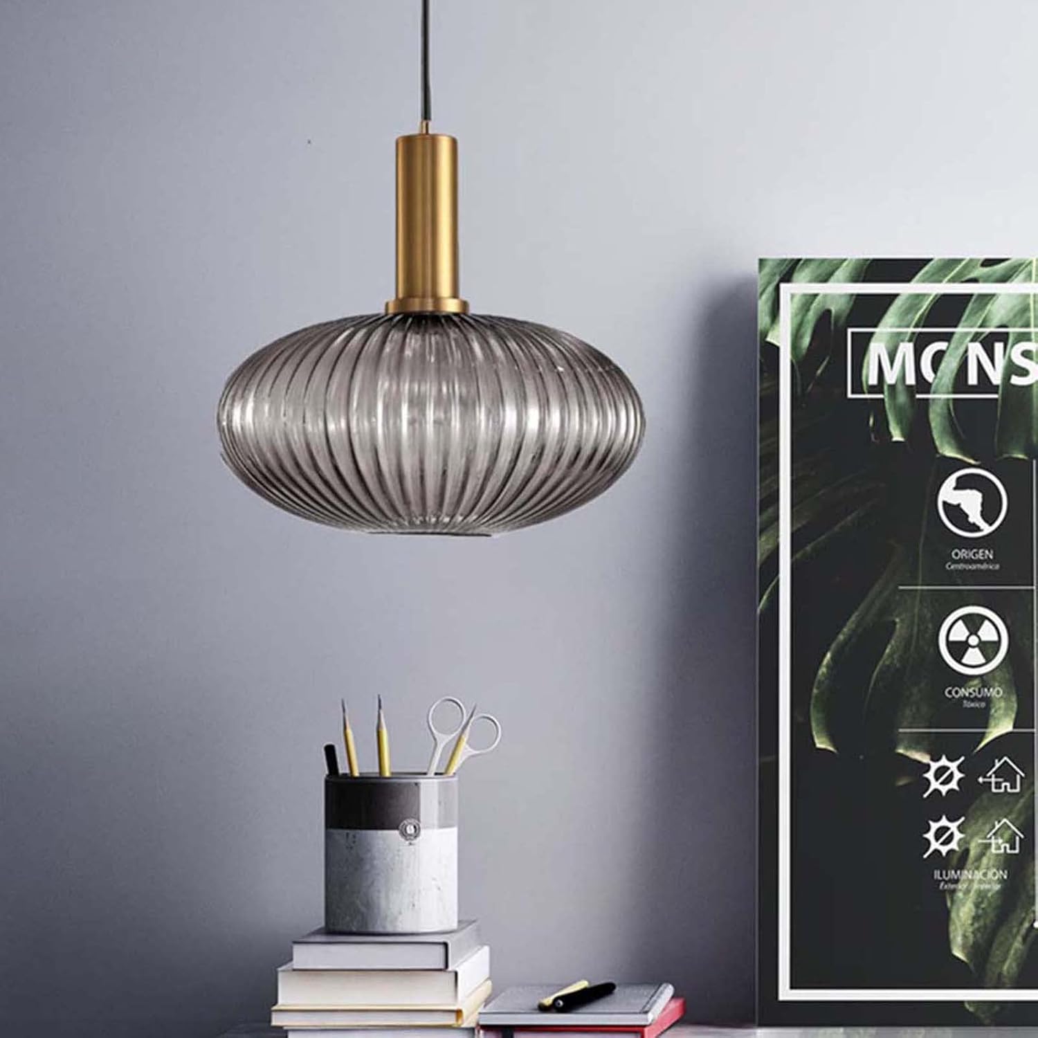 Suspension en verre nervurée YARVA - product_type_Floor lamp arc
