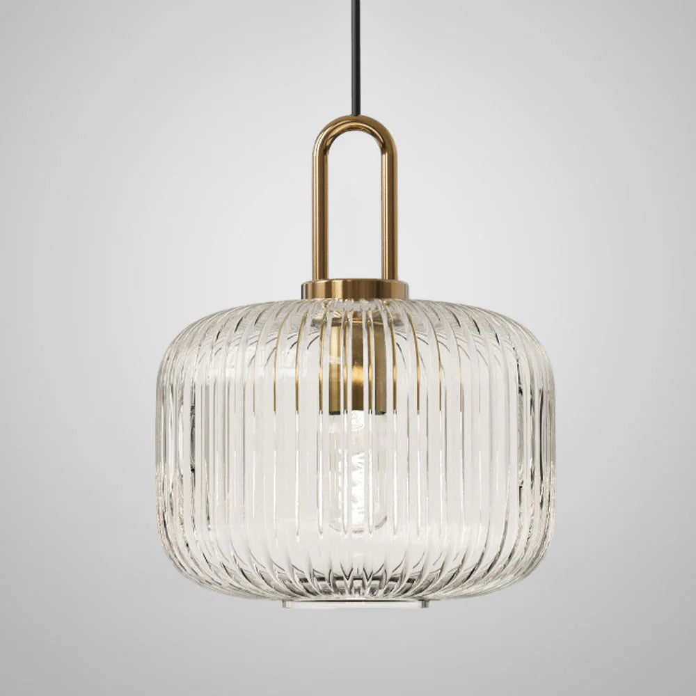 Suspension en verre strié vintage NARA