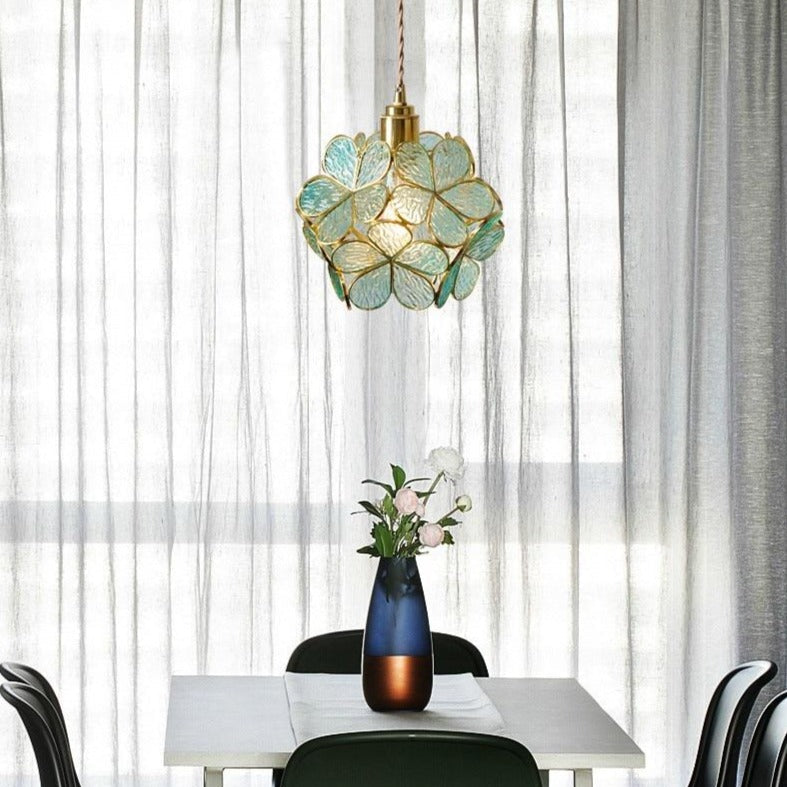 Suspension fleur en verre vintage TULI