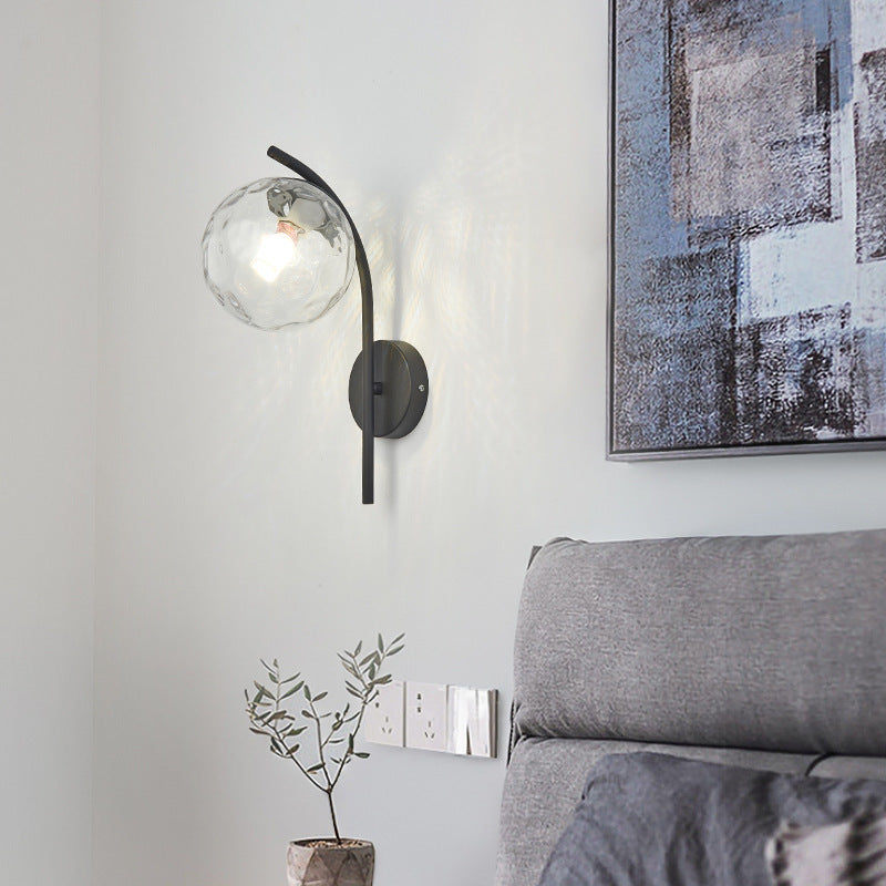 Applique murale au design retro métallique avec abat-jour en verre │ KARSPEL