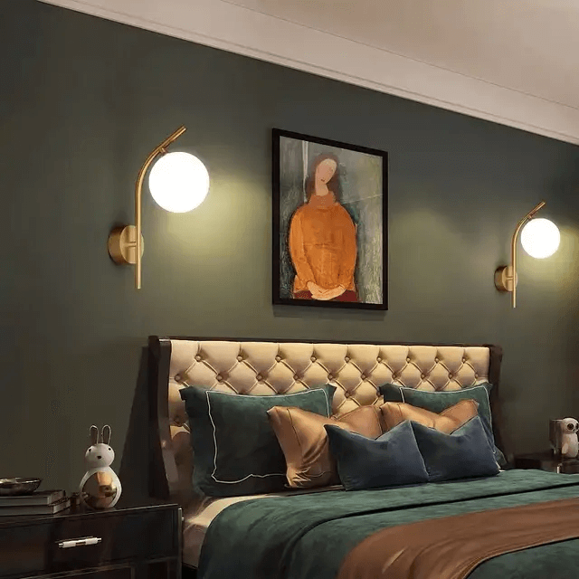 Applique murale au design retro métallique avec abat-jour en verre │ KARSPEL