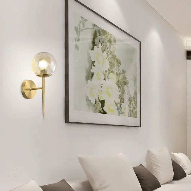 Applique murale vintage avec métallique avec abat-jour en verre│ LOAN