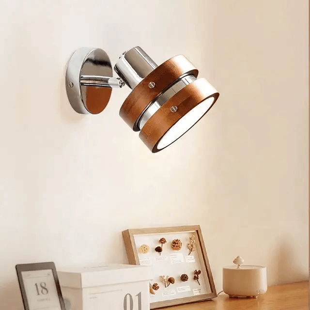 Applique murale LED design retro en acier et bois │ TASNO