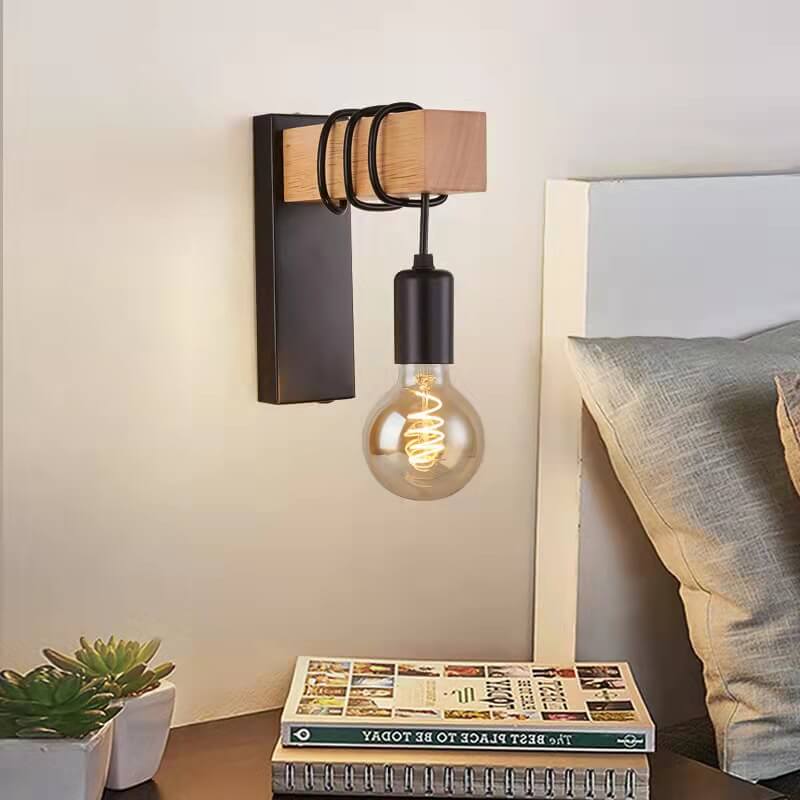 Applique murale vintage en métal et bois au design minimaliste│ ELEONA