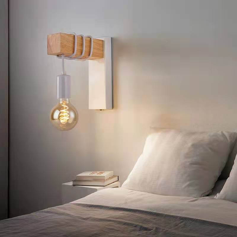 Applique murale vintage en métal et bois au design minimaliste│ ELEONA