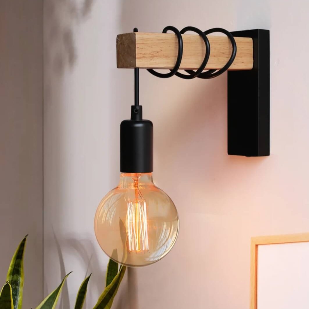 Applique murale vintage en métal et bois au design minimaliste│ ELEONA