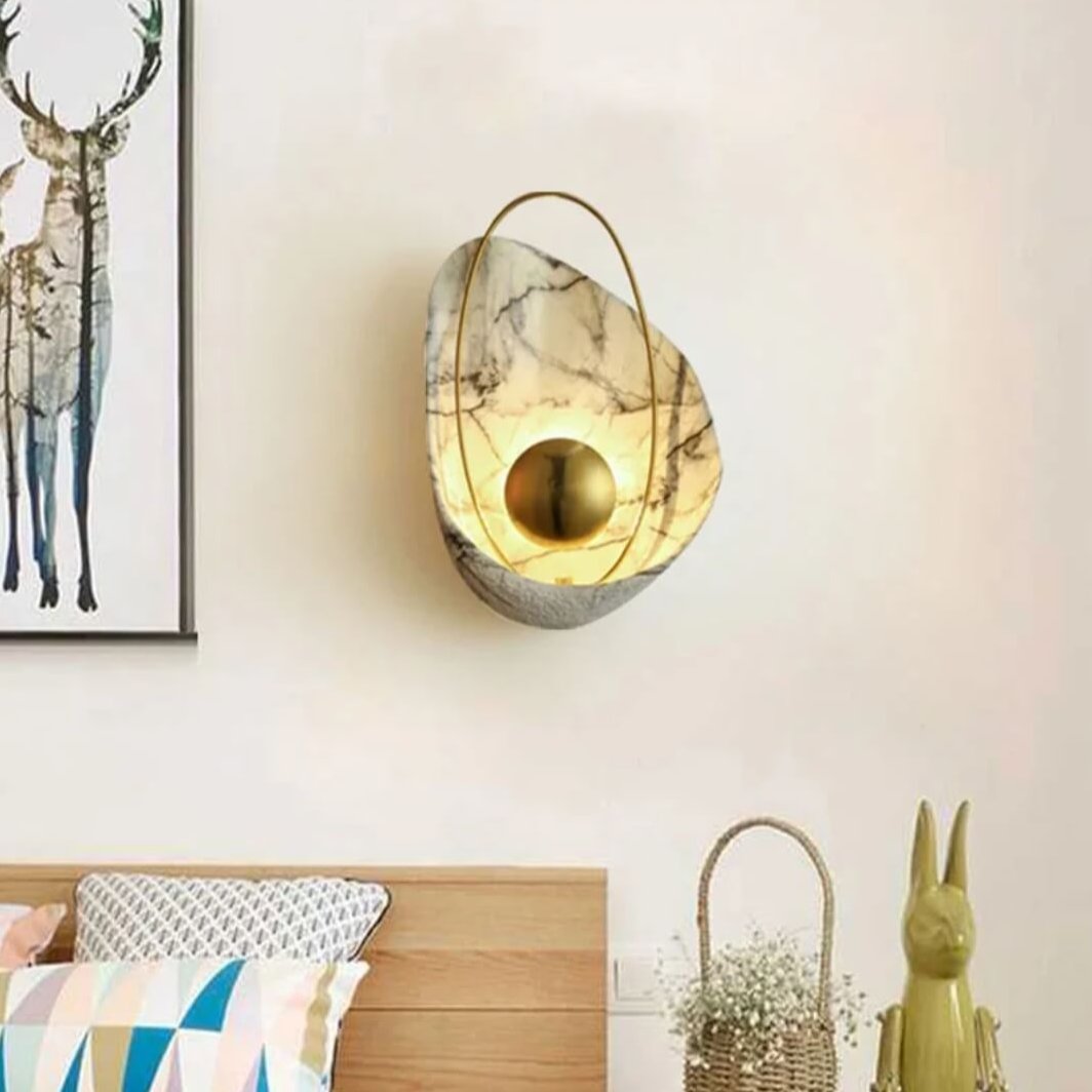 Applique murale LED en marbre au design scandinave│ PERLA