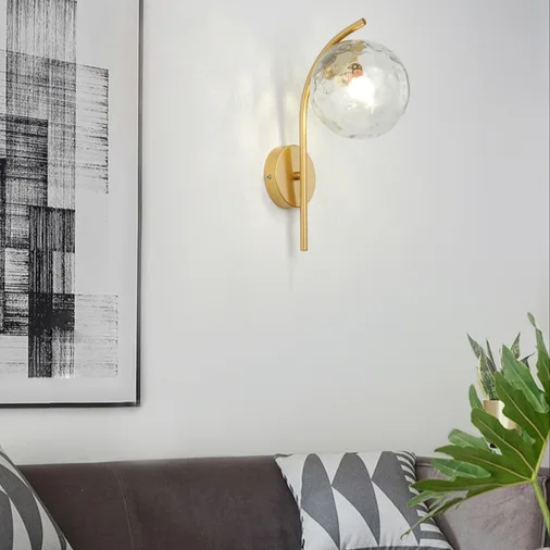 Applique murale au design retro métallique avec abat-jour en verre │ KARSPEL