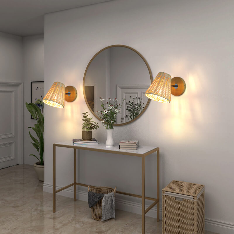 Applique murale rotative en rotin  conique │ CONICA