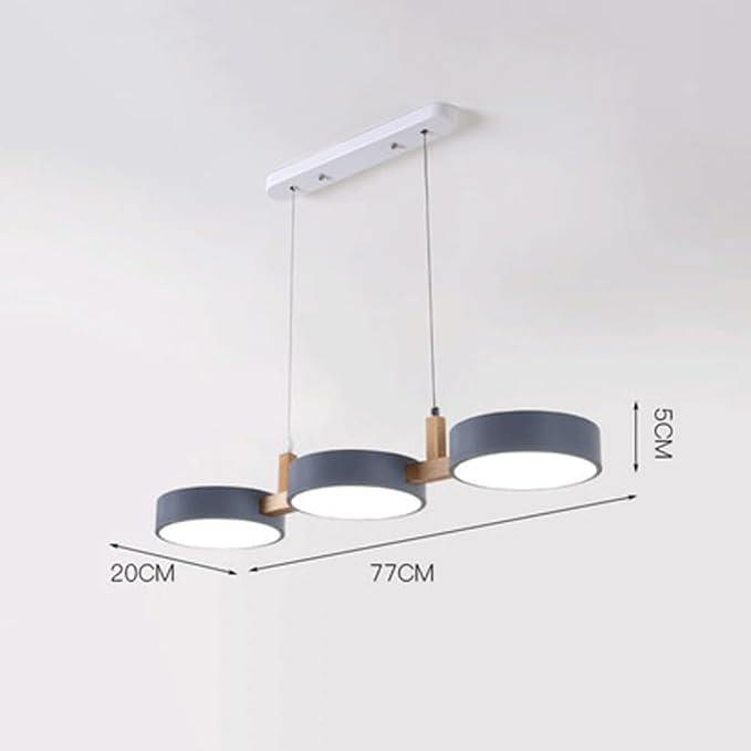 Suspension îlot cuisine LED Scandinave en métal et en bois TELOA