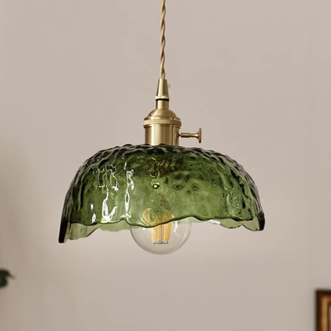 Suspension vintage en verre texturé ZANIA