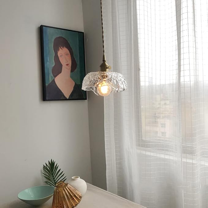 Suspension vintage en verre texturé ZANIA