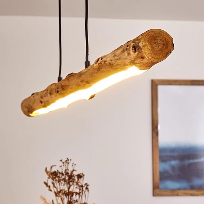 Suspension îlot cuisine LED en bois flotté ARISSE