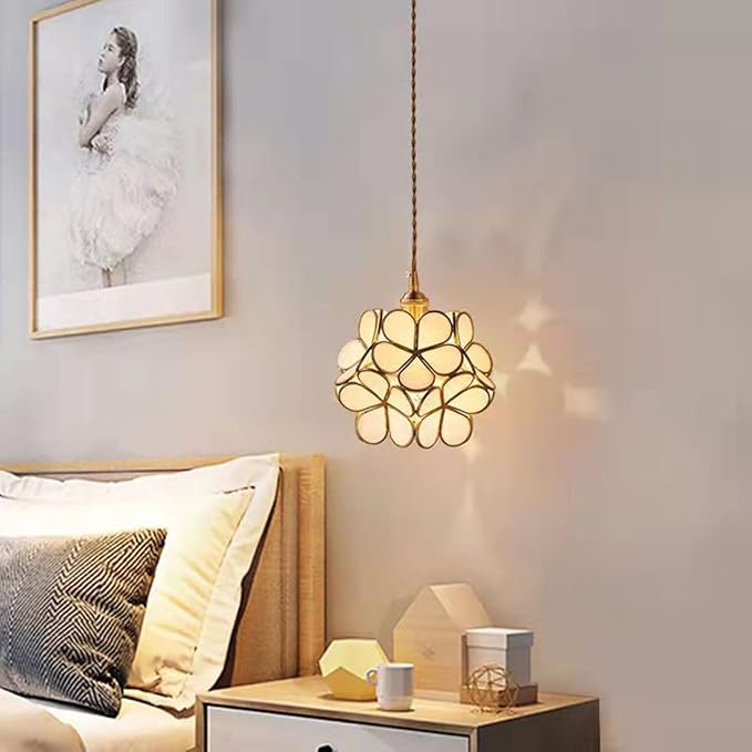 Suspension fleur en verre vintage TULI