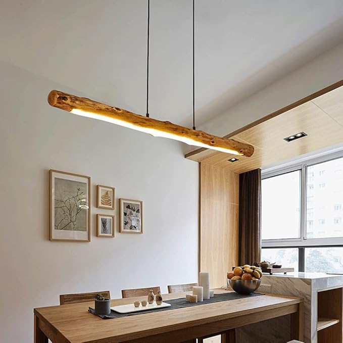 Suspension îlot cuisine LED en bois flotté ARISSE