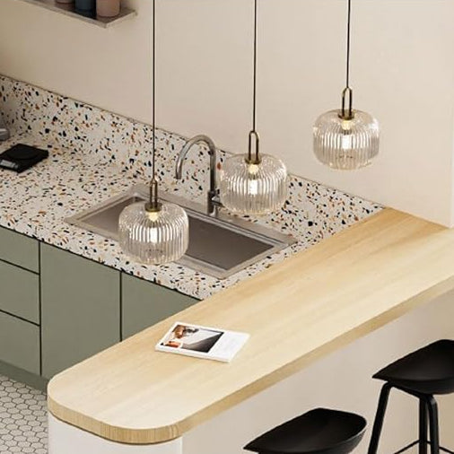 Suspension en verre strié vintage NARA