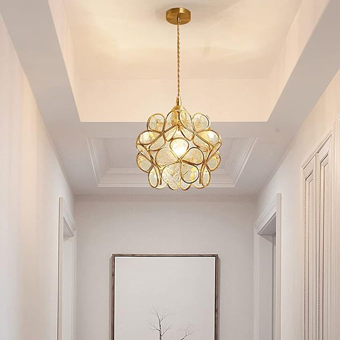 Suspension fleur en verre vintage TULI