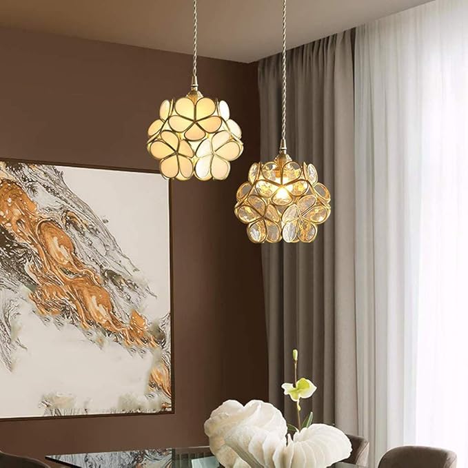 Suspension fleur en verre vintage TULI