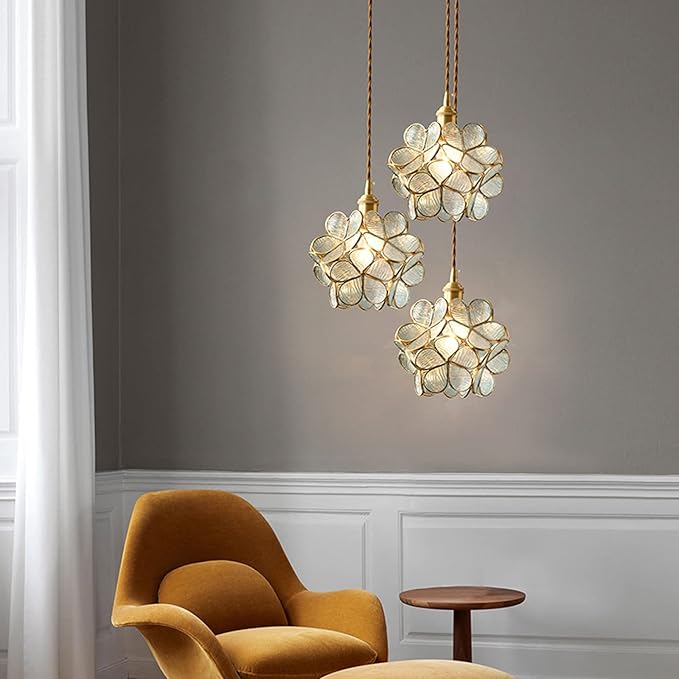 Suspension fleur en verre vintage TULI