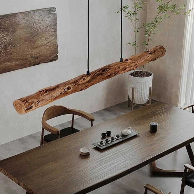 Suspension îlot cuisine LED en bois flotté ARISSE