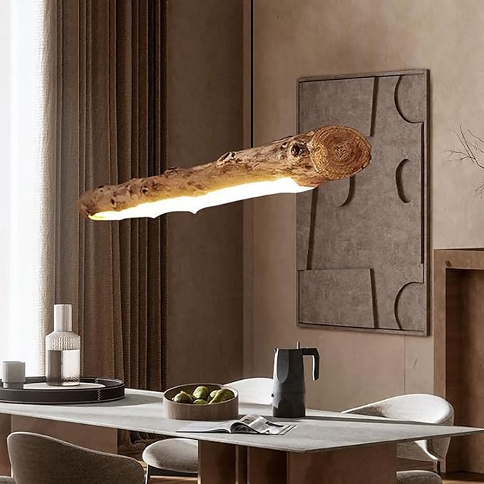 Suspension îlot cuisine LED en bois flotté ARISSE