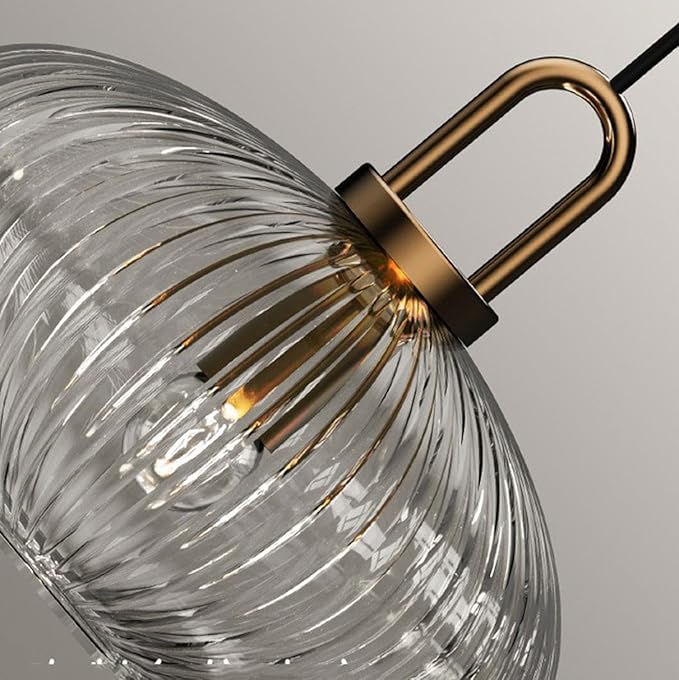 Suspension en verre strié vintage NARA