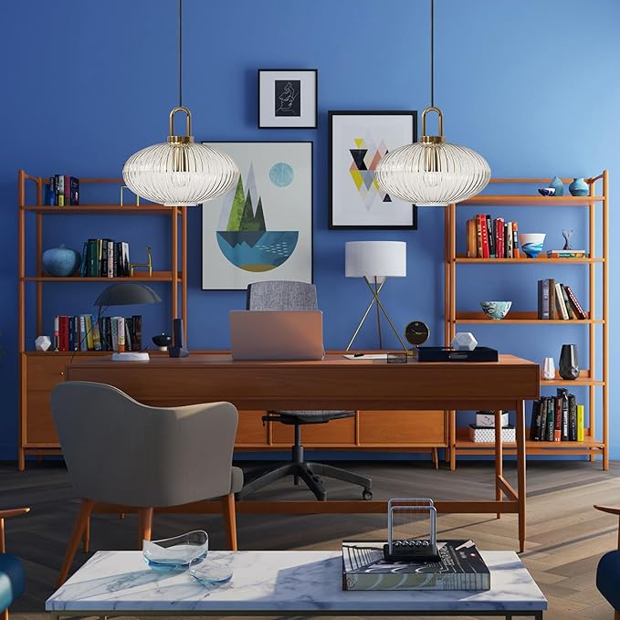 Suspension en verre strié vintage NARA