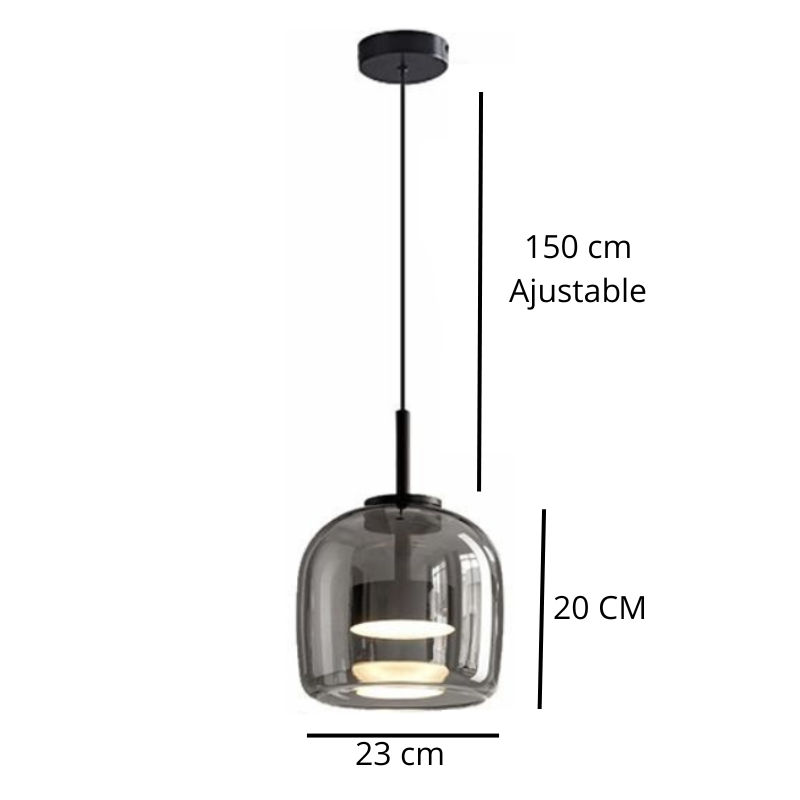 Suspension LED en verre fumé NOCA