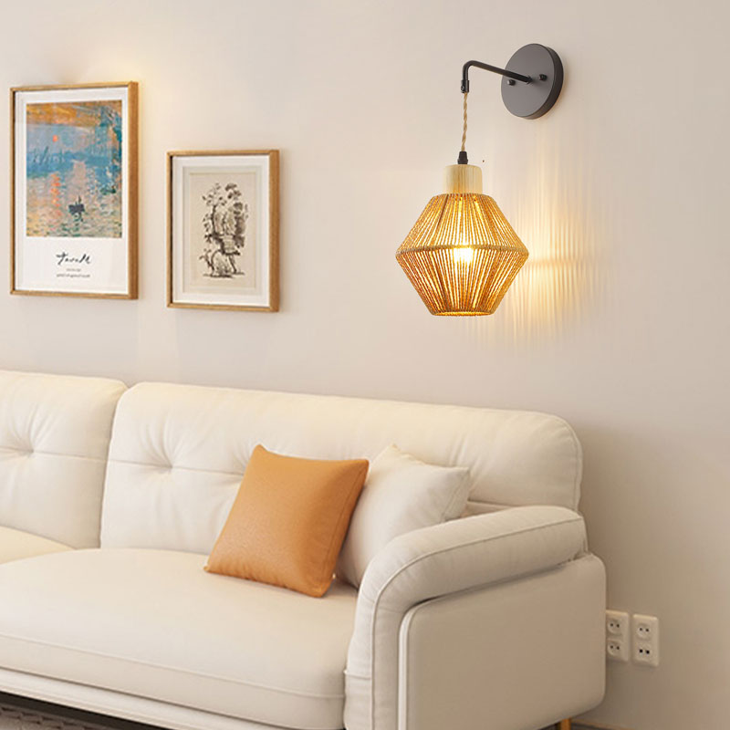 Applique murale en rotin suspendue vintage │ ILKOP