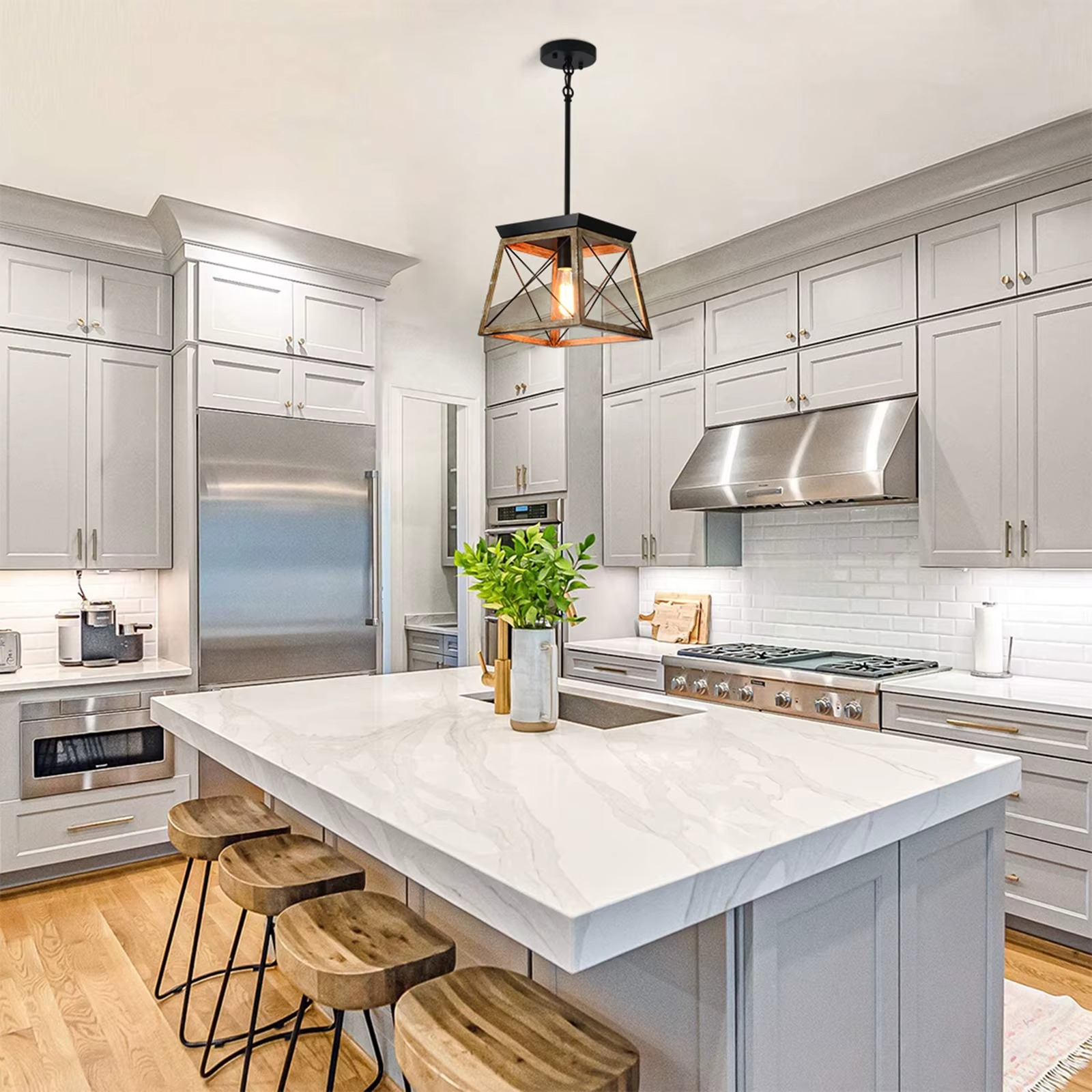 Suspension industrielle en bois AKENA