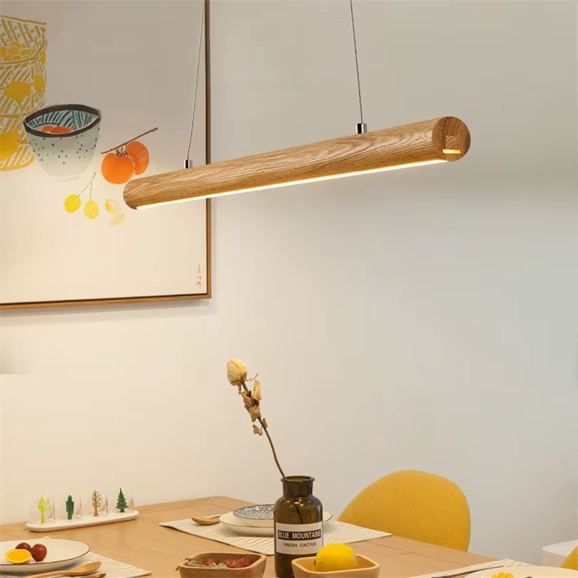 Suspension îlot cuisine LED en bois minimaliste LINEA