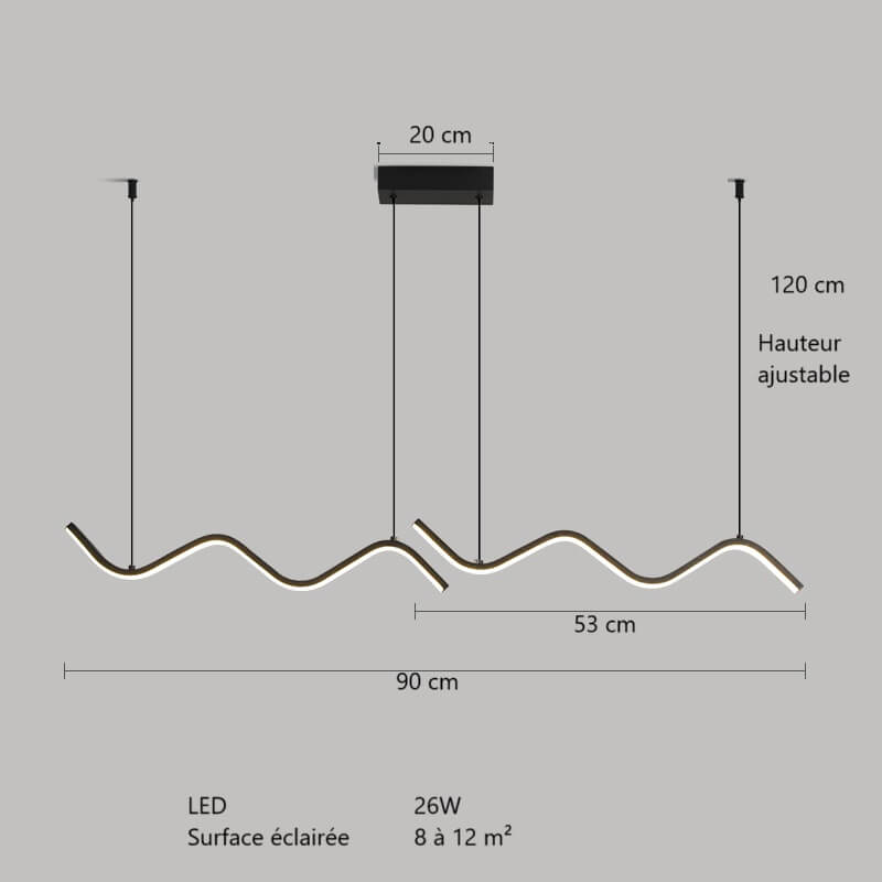 Suspension ilot cuisine LED en métal | WAVE