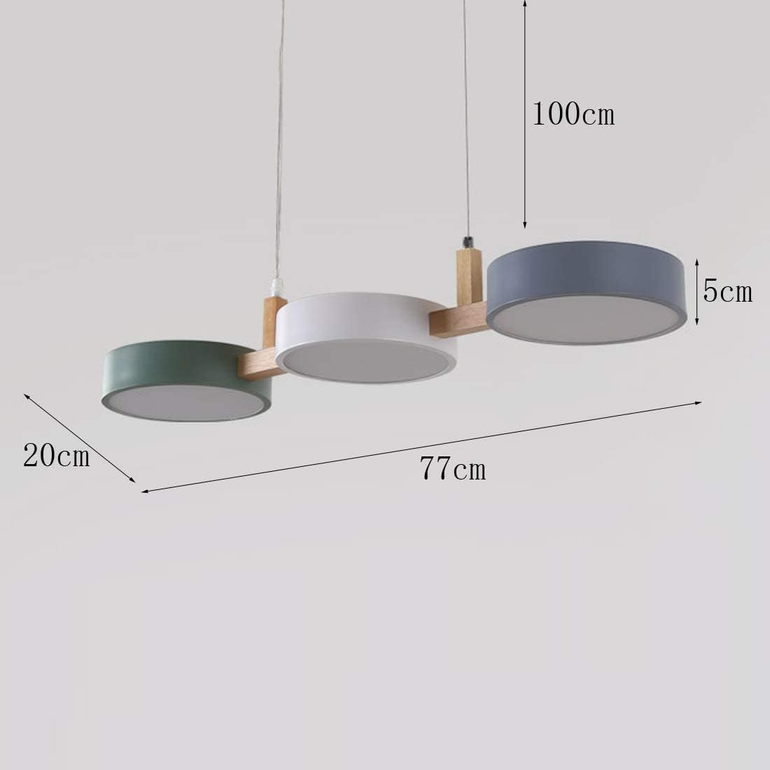 Suspension îlot cuisine LED Scandinave en métal et en bois TELOA