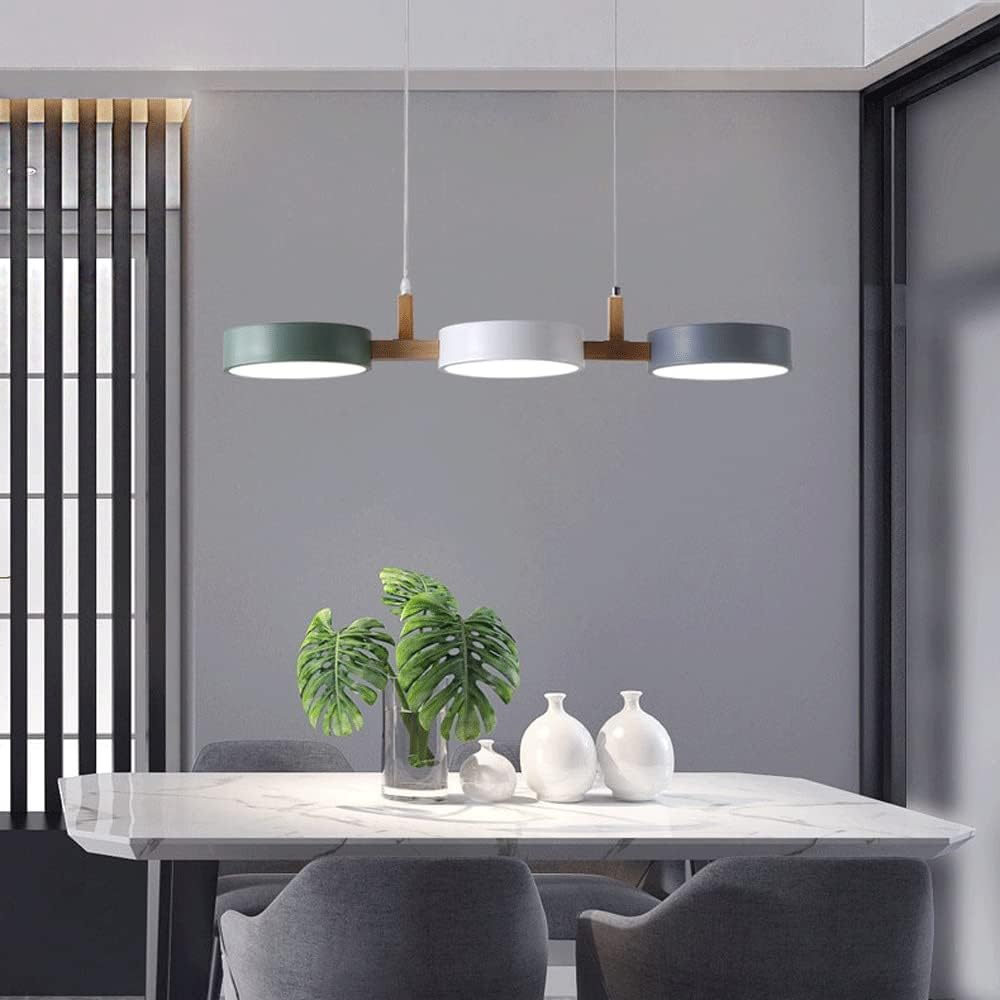 Suspension îlot cuisine LED Scandinave en métal et en bois TELOA