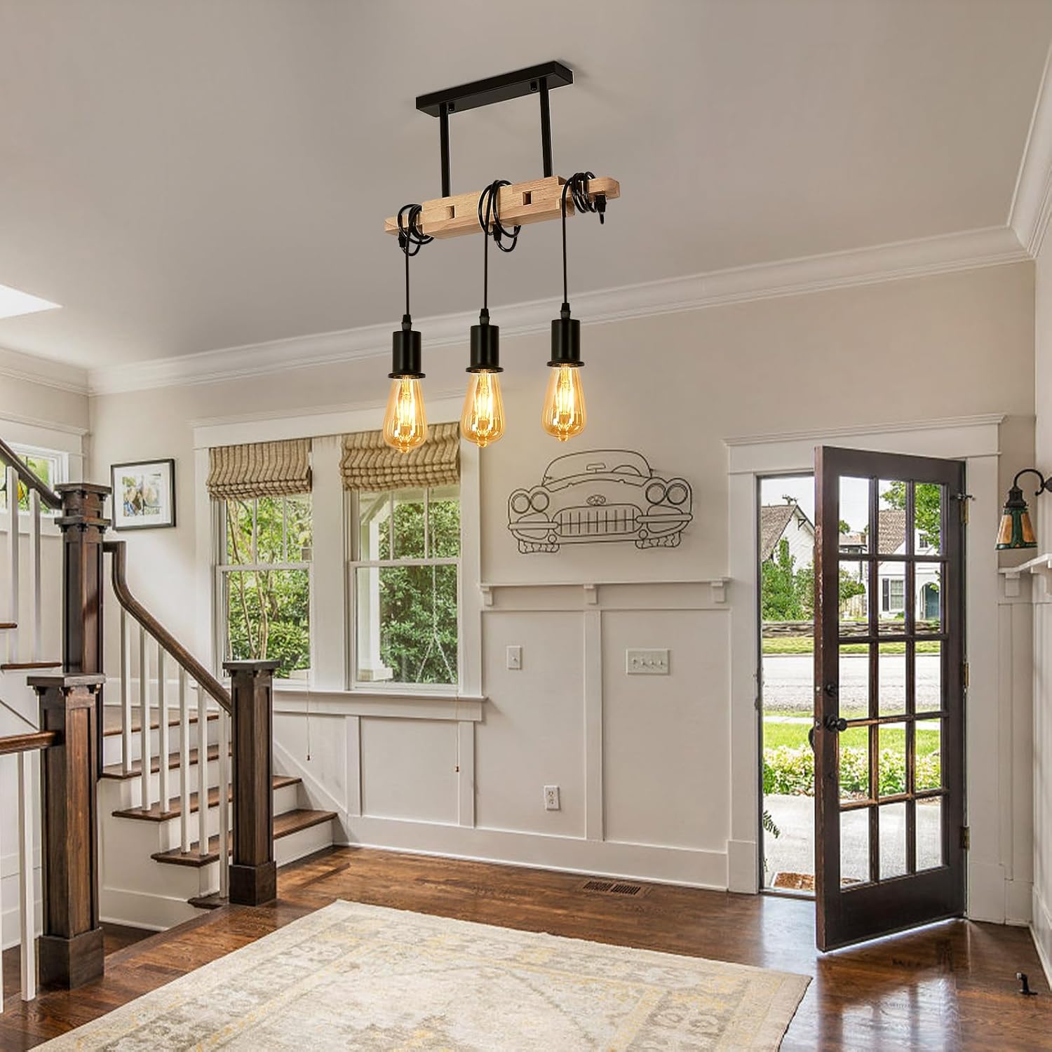 Suspension industrielle en bois FANA