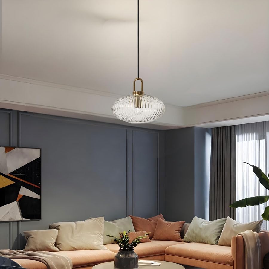 Suspension en verre strié vintage NARA