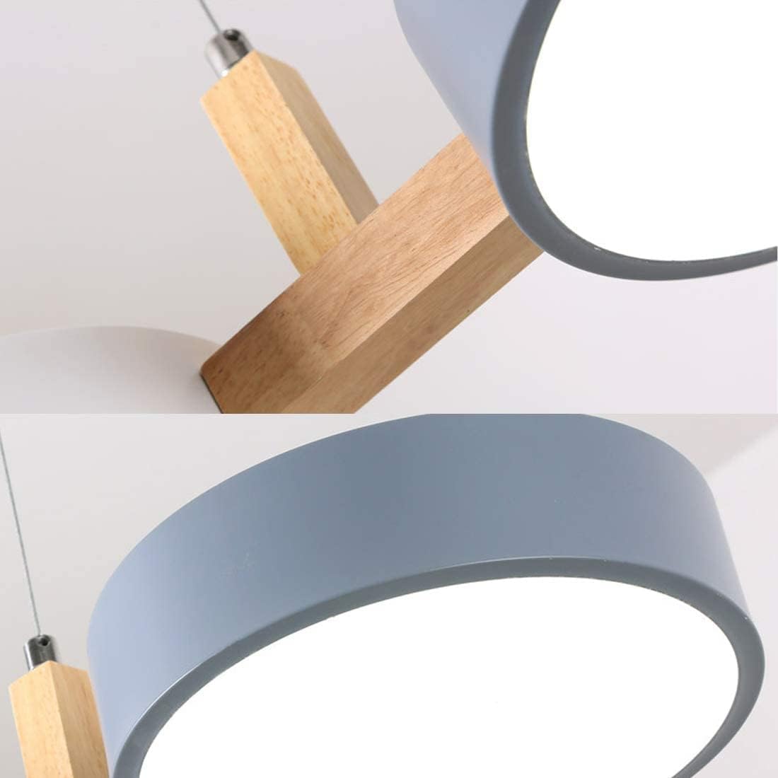 Suspension îlot cuisine LED Scandinave en métal et en bois TELOA
